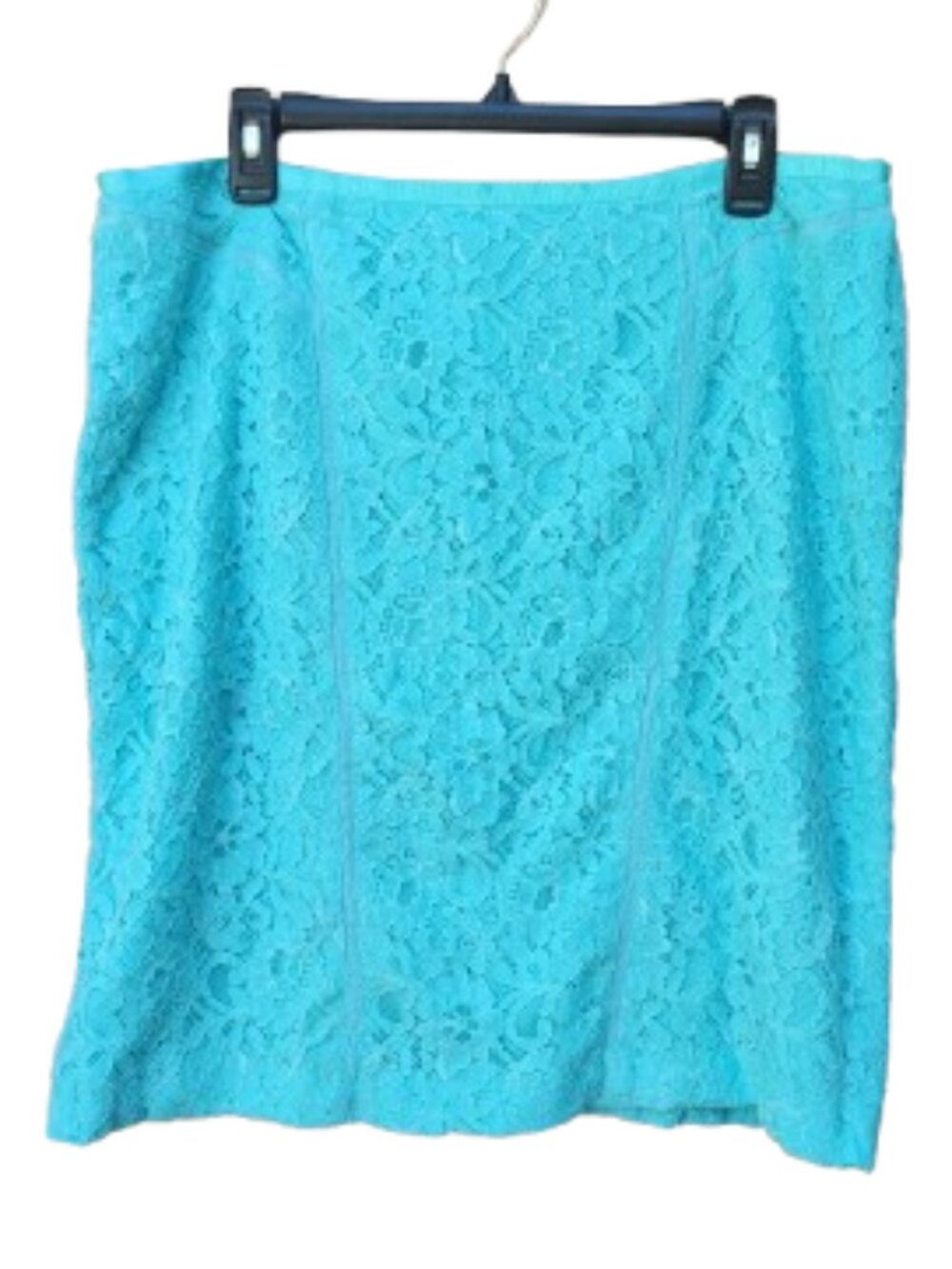 Cato Light Blue Lace Straight Skirt Cotton Blend